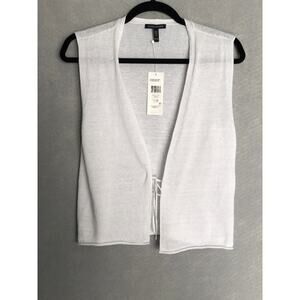 Eileen Fisher Organic Linen Cotton Vest Women's XXS White NEW